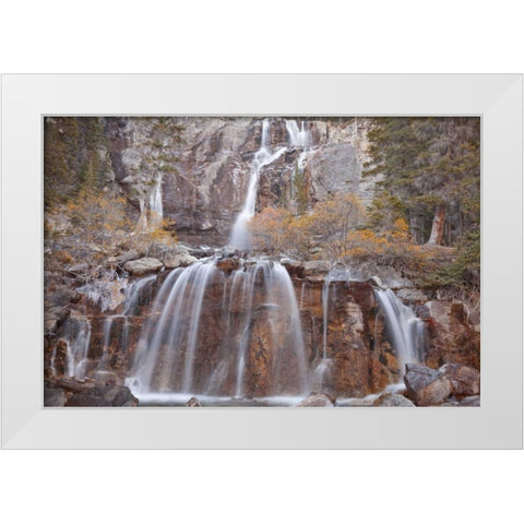 Canada, Alberta, Jasper NP Tangle Falls White Modern Wood Framed Art Print by Paulson, Don