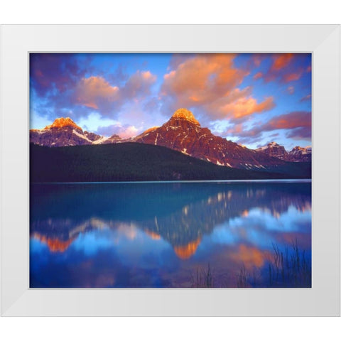 Canada, Alberta, Sunrise over a lake in Banff NP White Modern Wood Framed Art Print by Talbot Frank, Christopher