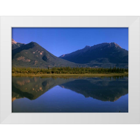 Canada, Alberta, Canadian Rockies and Jasper Lake White Modern Wood Framed Art Print by Grandmaison, Mike