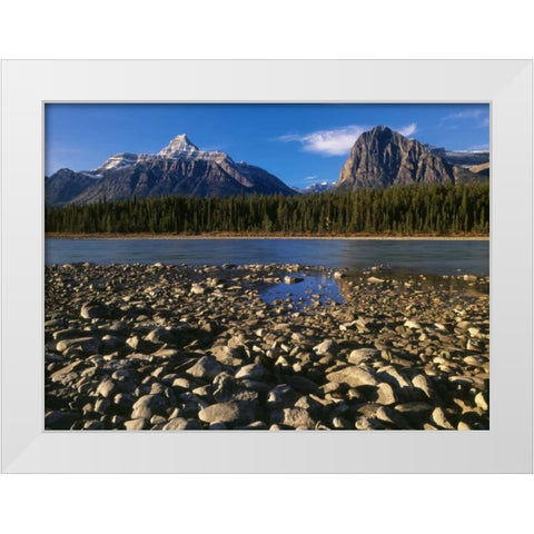 Canada, Athabasca River and Canadian Rockies White Modern Wood Framed Art Print by Grandmaison, Mike