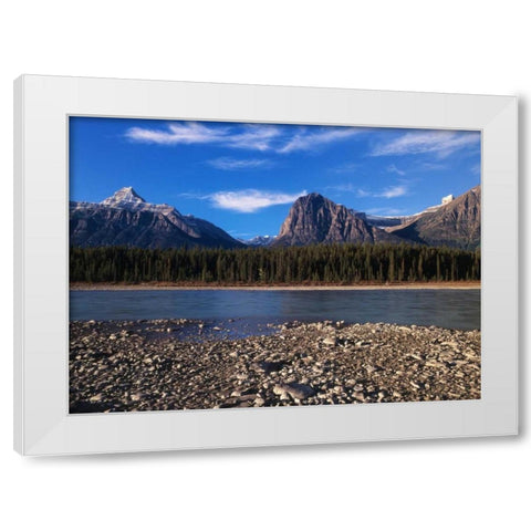 Canada, Athabasca River and Canadian Rockies White Modern Wood Framed Art Print by Grandmaison, Mike