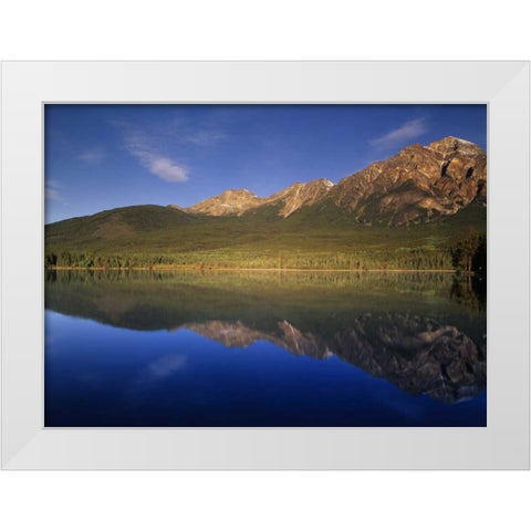 Canada, Alberta, Pyramid Lake in Jasper NP White Modern Wood Framed Art Print by Grandmaison, Mike