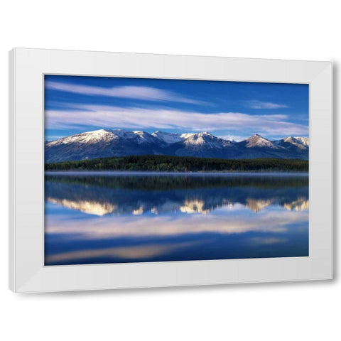 Canada, Alberta, Pyramid Lake in Jasper NP White Modern Wood Framed Art Print by Grandmaison, Mike