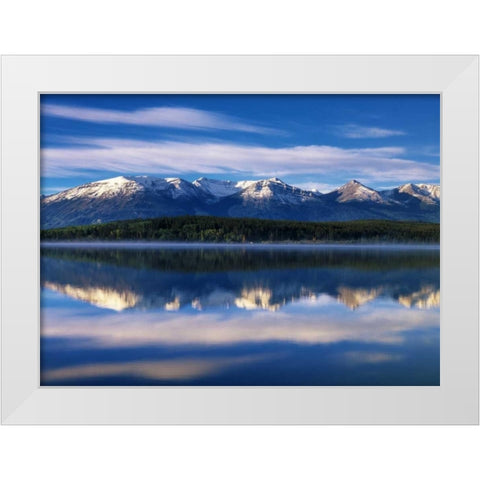 Canada, Alberta, Pyramid Lake in Jasper NP White Modern Wood Framed Art Print by Grandmaison, Mike