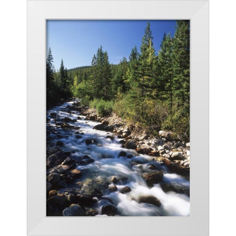 Canada, Alberta, mountain stream in Jasper NP White Modern Wood Framed Art Print by Grandmaison, Mike