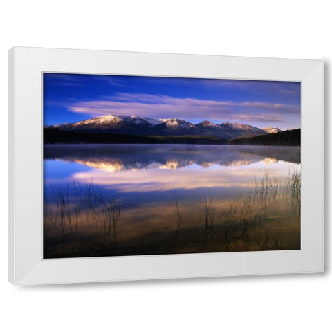 Canada, Alberta, Pyramid Lake in Jasper NP White Modern Wood Framed Art Print by Grandmaison, Mike