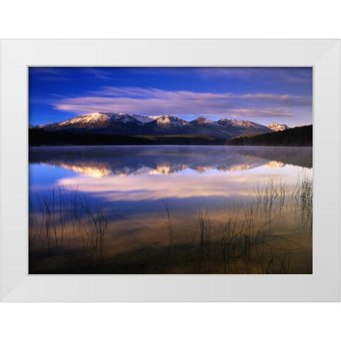 Canada, Alberta, Pyramid Lake in Jasper NP White Modern Wood Framed Art Print by Grandmaison, Mike