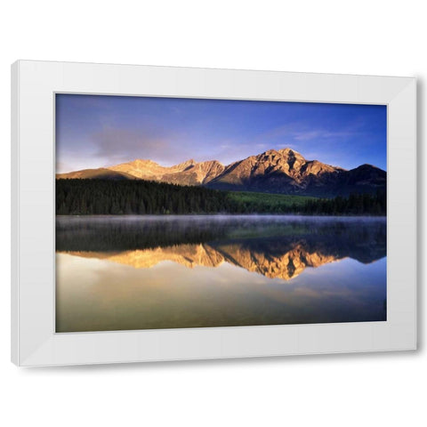 Canada, Alberta, Pyramid Lake in Jasper NP White Modern Wood Framed Art Print by Grandmaison, Mike