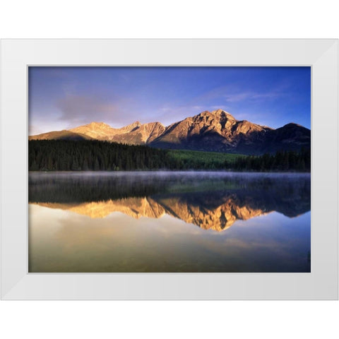 Canada, Alberta, Pyramid Lake in Jasper NP White Modern Wood Framed Art Print by Grandmaison, Mike