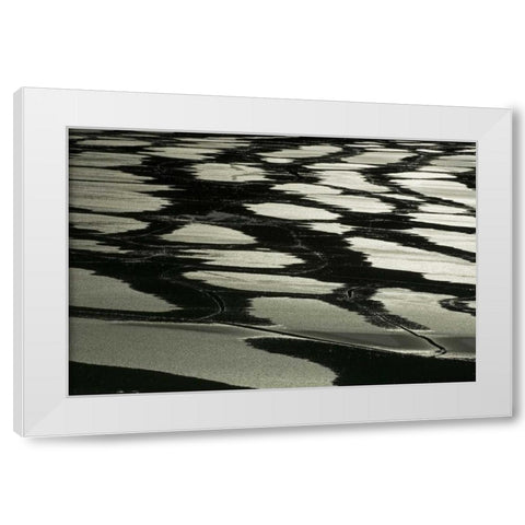 Canada, Jasper NP Pattern of water on ice White Modern Wood Framed Art Print by Grandmaison, Mike