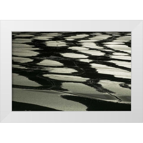 Canada, Jasper NP Pattern of water on ice White Modern Wood Framed Art Print by Grandmaison, Mike
