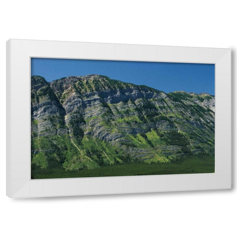 Canada, Kananaskis Limestone layers on mountain White Modern Wood Framed Art Print by Grandmaison, Mike