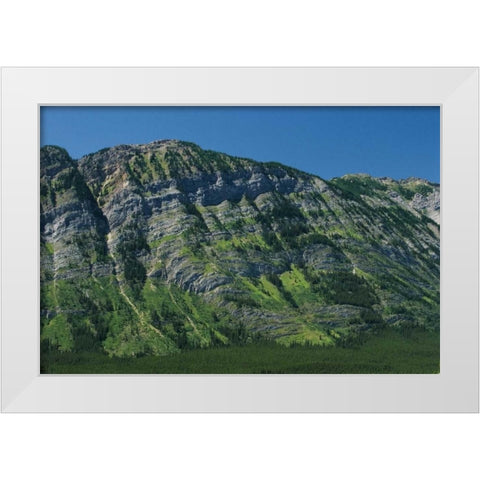 Canada, Kananaskis Limestone layers on mountain White Modern Wood Framed Art Print by Grandmaison, Mike