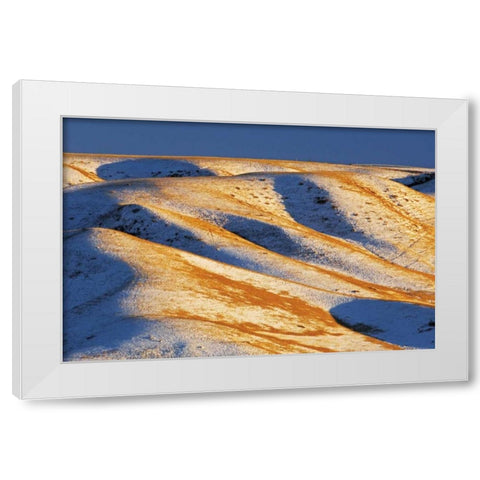 Canada, Alberta, Snow-covered hills at sunset White Modern Wood Framed Art Print by Grandmaison, Mike