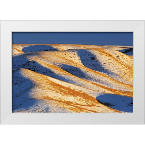 Canada, Alberta, Snow-covered hills at sunset White Modern Wood Framed Art Print by Grandmaison, Mike