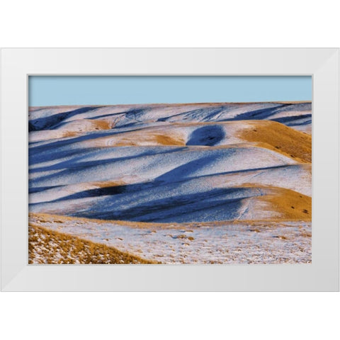 Canada, Alberta, Snow-covered hills at sunset White Modern Wood Framed Art Print by Grandmaison, Mike