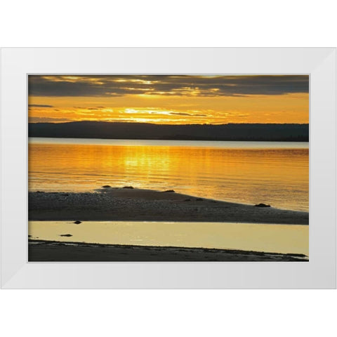 Canada, Alberta Sand bars in Lesser Slave Lake White Modern Wood Framed Art Print by Grandmaison, Mike