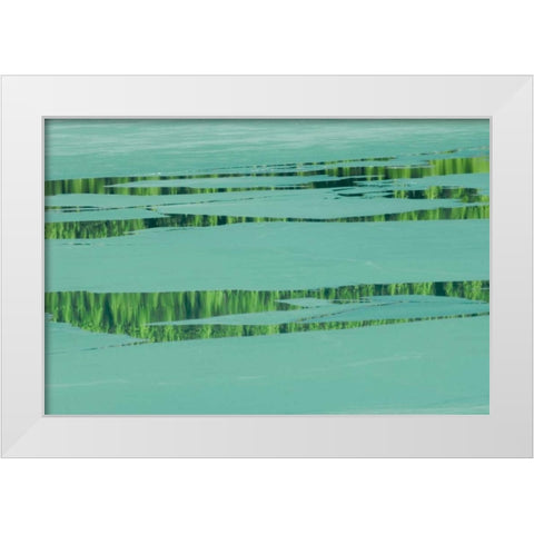 Canada, Banff NP Ice pattern on Waterfowl Lake White Modern Wood Framed Art Print by Grandmaison, Mike