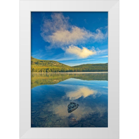 Canada-Alberta-Jasper National Park Reflections in Pyramid Lake White Modern Wood Framed Art Print by Jaynes Gallery