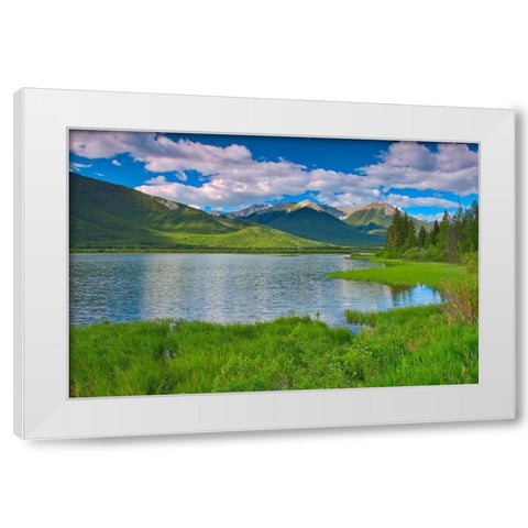 Canada-Alberta-Banff National Park Mountains and lake landscape White Modern Wood Framed Art Print by Jaynes Gallery