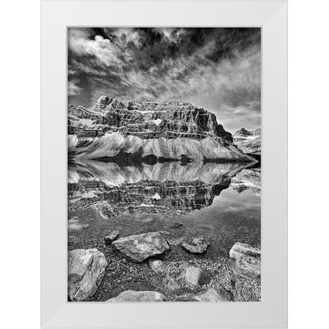 Canada-Alberta-Banff National Park Bow Lake and Crowfoot Mountain landscape White Modern Wood Framed Art Print by Jaynes Gallery