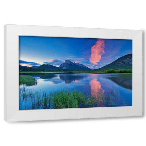 Canada-Alberta-Banff National Park Cloud reflected in lake at sunrise White Modern Wood Framed Art Print by Jaynes Gallery