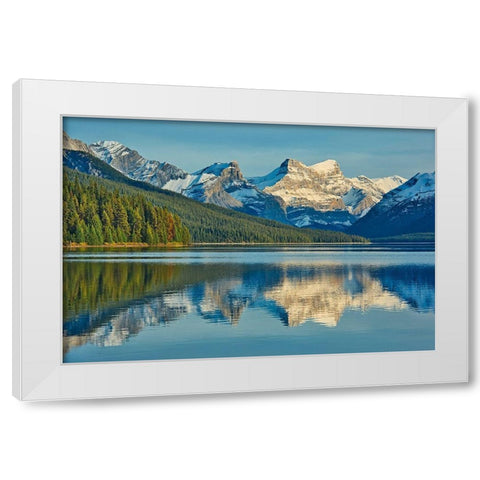 Canada-Alberta-Jasper National Park Reflections in Maligne Lake White Modern Wood Framed Art Print by Jaynes Gallery