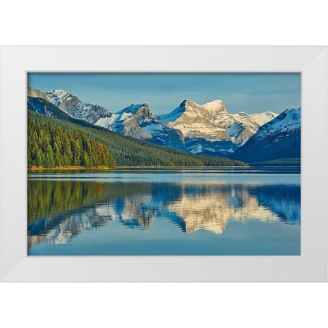 Canada-Alberta-Jasper National Park Reflections in Maligne Lake White Modern Wood Framed Art Print by Jaynes Gallery
