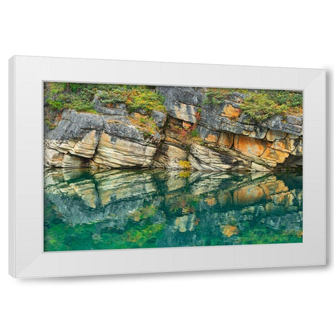 Canada-Alberta-Jasper National Park Reflection of rocks in Horseshoe Lake White Modern Wood Framed Art Print by Jaynes Gallery