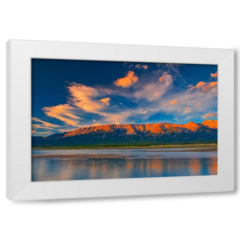 Canada-Alberta Canadian Rocky Mountains and Abraham Lake at sunrise White Modern Wood Framed Art Print by Jaynes Gallery