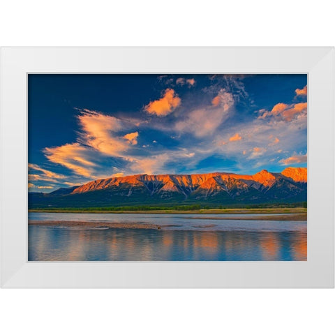 Canada-Alberta Canadian Rocky Mountains and Abraham Lake at sunrise White Modern Wood Framed Art Print by Jaynes Gallery