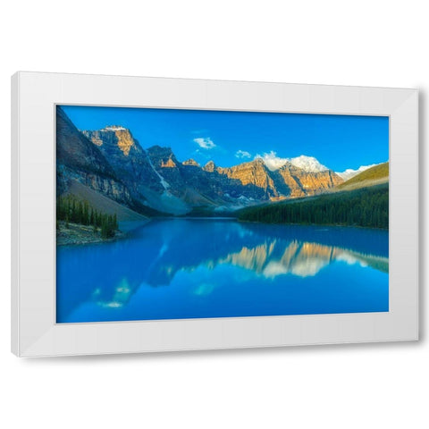 Canada-Alberta-Banff National Park Moraine Lake and Valley of the Ten Peaks at sunrise White Modern Wood Framed Art Print by Jaynes Gallery