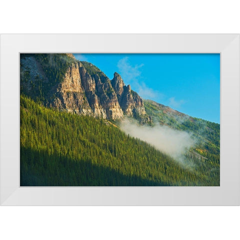 Canada-Alberta-Banff National Park Sunrise landscape with Mt Temple White Modern Wood Framed Art Print by Jaynes Gallery