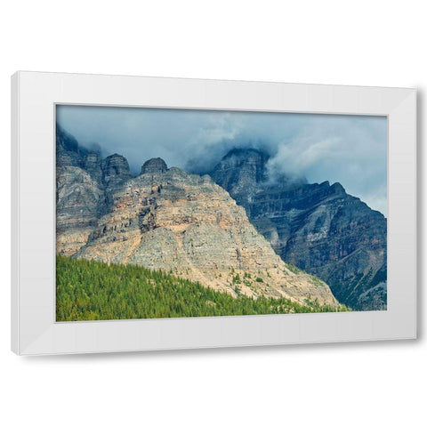 Canada-Alberta-Banff National Park Sunrise landscape with Mt Temple White Modern Wood Framed Art Print by Jaynes Gallery