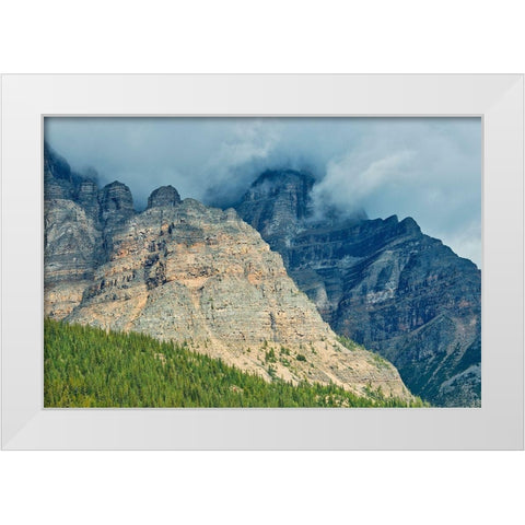 Canada-Alberta-Banff National Park Sunrise landscape with Mt Temple White Modern Wood Framed Art Print by Jaynes Gallery