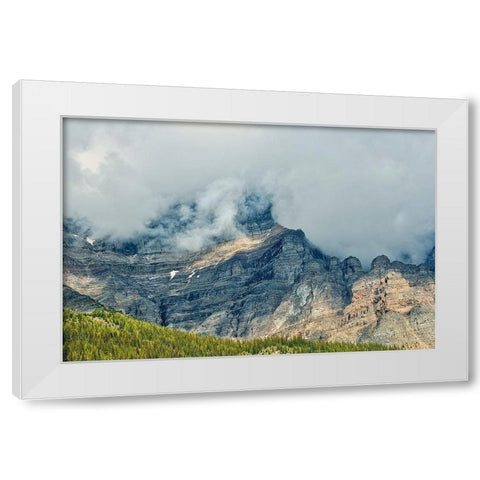 Canada-Alberta-Banff National Park Sunrise landscape with Mt Temple White Modern Wood Framed Art Print by Jaynes Gallery
