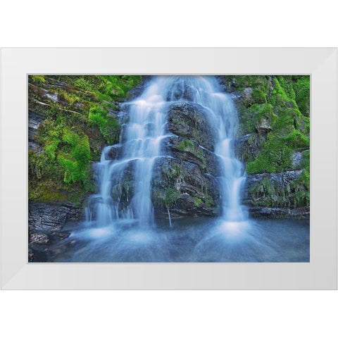 Canada-Alberta-Kananaskis Country Waterfall scenic White Modern Wood Framed Art Print by Jaynes Gallery
