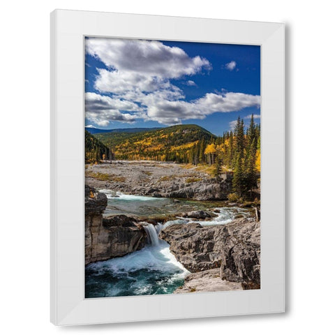 Elbow Falls in autumn in Kananaskis Country-Alberta-Canada White Modern Wood Framed Art Print by Haney, Chuck