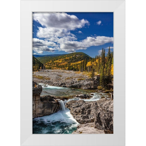 Elbow Falls in autumn in Kananaskis Country-Alberta-Canada White Modern Wood Framed Art Print by Haney, Chuck