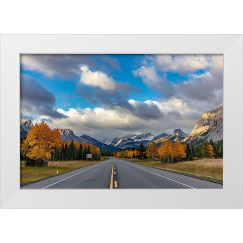 Morning light on Highway 40 in Kananaskis Country-Alberta-Canada White Modern Wood Framed Art Print by Haney, Chuck