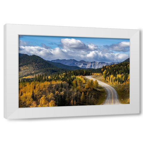 Highway 66 in autumn in Kananaskis Country-Alberta-Canada White Modern Wood Framed Art Print by Haney, Chuck