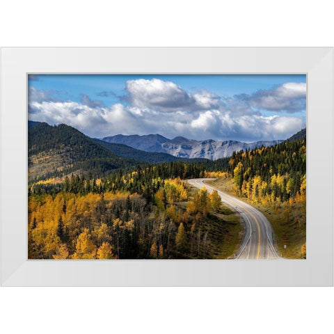 Highway 66 in autumn in Kananaskis Country-Alberta-Canada White Modern Wood Framed Art Print by Haney, Chuck