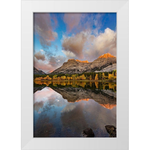 Morning light on Wedge Pond in Kananaskis Country-Alberta-Canada White Modern Wood Framed Art Print by Haney, Chuck