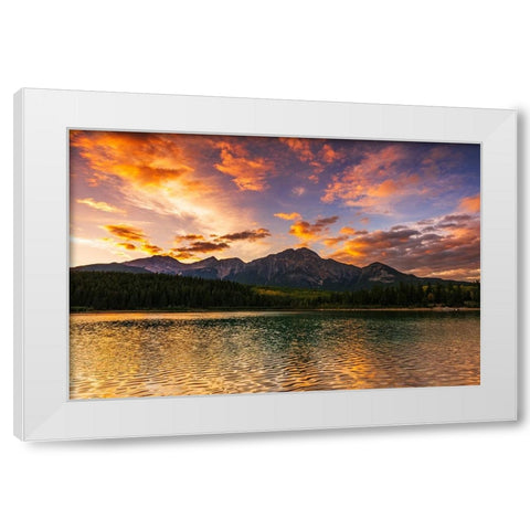 Sunset at Patricia Lake-Jasper National Park-Alberta-Canada White Modern Wood Framed Art Print by Bishop, Russ