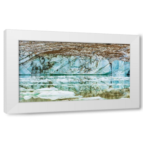 Icebergs on glacial meltwater under Mount Edith Cavell-Jasper National Park-Alberta-Canada White Modern Wood Framed Art Print by Bishop, Russ