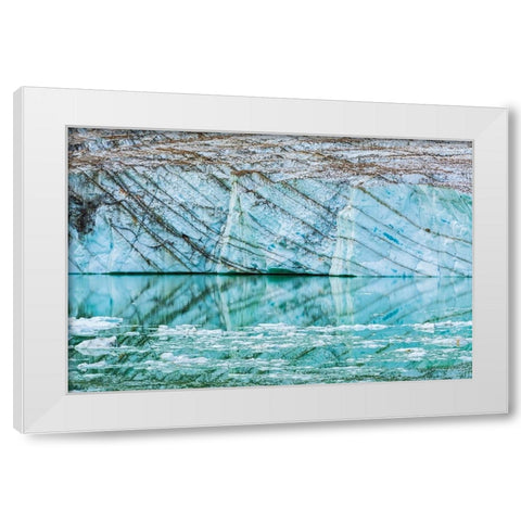 Icebergs on glacial meltwater under Mount Edith Cavell-Jasper National Park-Alberta-Canada White Modern Wood Framed Art Print by Bishop, Russ