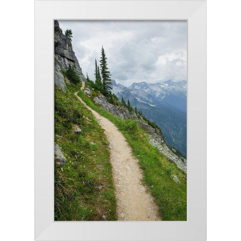 Abbott Ridge Trail along cliffs below Mount Abbott Selkirk Mountains Glacier National Park White Modern Wood Framed Art Print by Majchrowicz, Alan