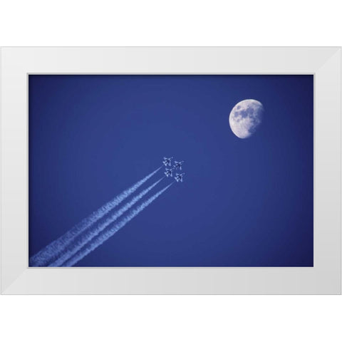 Canada, BC Four fighter jets fly in formation White Modern Wood Framed Art Print by Satushek, Steve