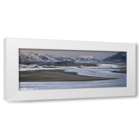 Canada, BC, Alsek Lake and Alsek Glacier White Modern Wood Framed Art Print by Paulson, Don