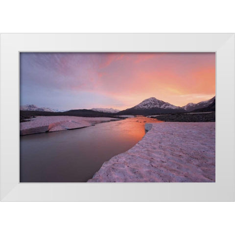 Canada, BC, View of Alsek River at sunset White Modern Wood Framed Art Print by Paulson, Don